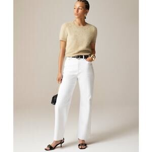 J.Crew 1996 Semi Stretch Curvy Slim Wide-leg Jeans Womens 32 White Denim Raw hem